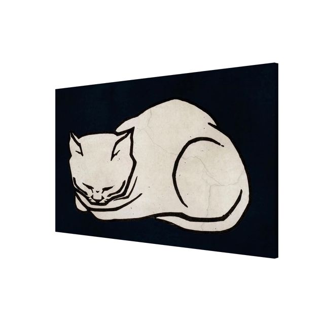 Magnettavla djur Sleeping Cat Illustration