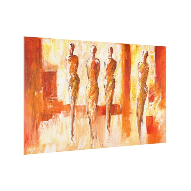 stänkskydd kök glas Petra Schüßler - Four Figures In Orange