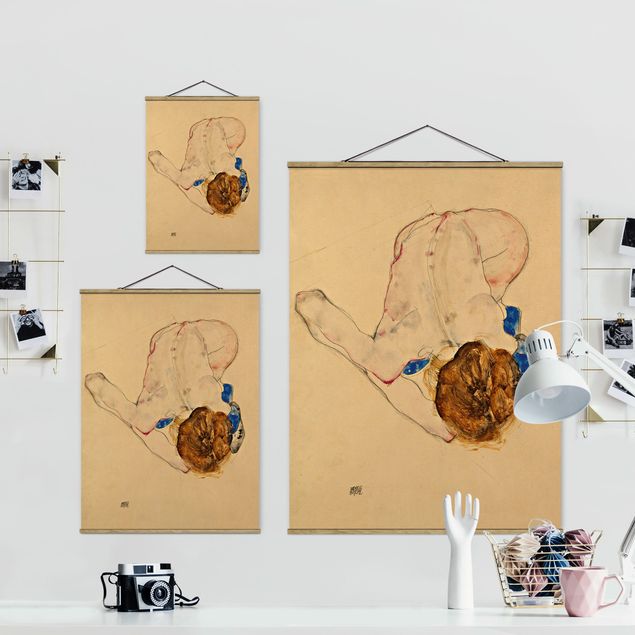 Tavlor porträtt Egon Schiele - Forward Flexed Act