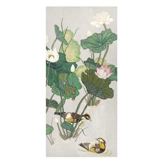 Magnettavla blommor  Vintage Illustration Of Lotus Flowers In The Pond