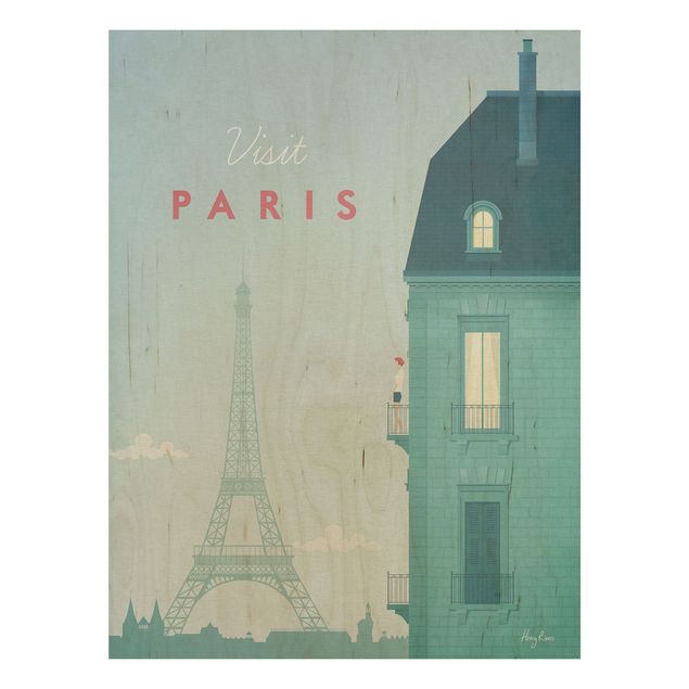 Trätavlor vintage Travel Poster - Paris