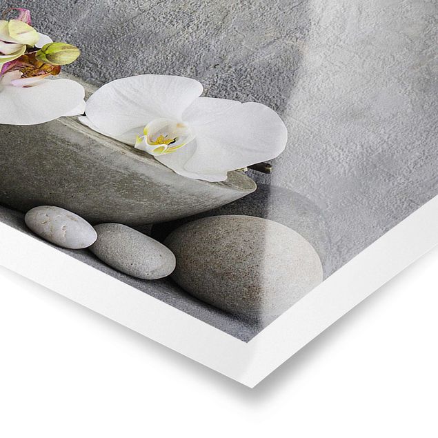 Tavlor grått Zen Buddha With White Orchids