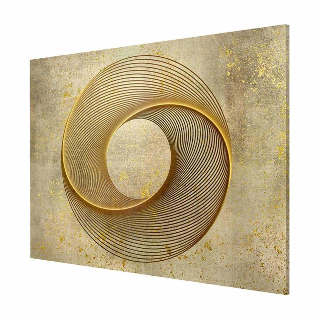 Tavlor mönster Line Art Circling Spirale Gold