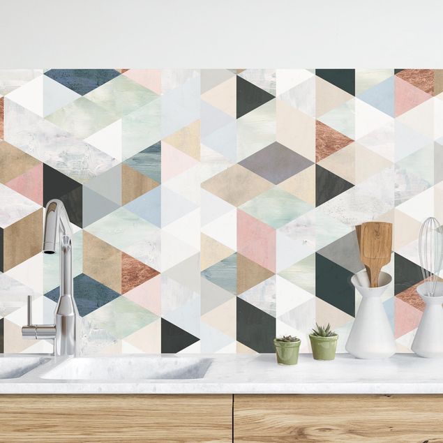 Kök dekoration Watercolour Mosaic With Triangles III
