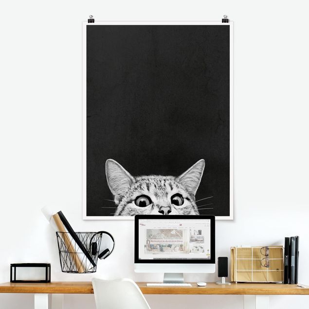 Inredning av barnrum Illustration Cat Black And White Drawing