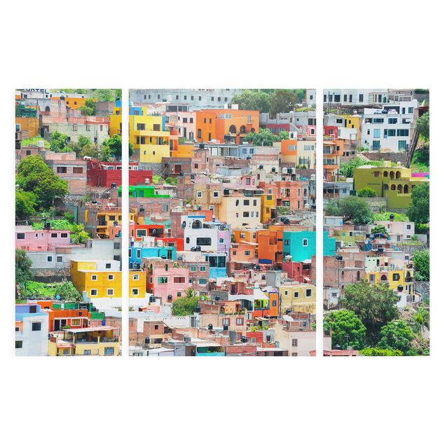 Tavlor färgglada Coloured Houses Front Guanajuato