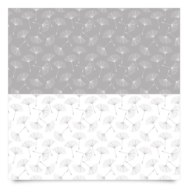 Självhäftande folier grått Dandelion Pattern Set In Agate Grey And Polar White