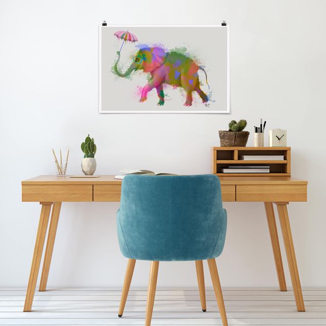 Posters djur Rainbow Splash Elephant