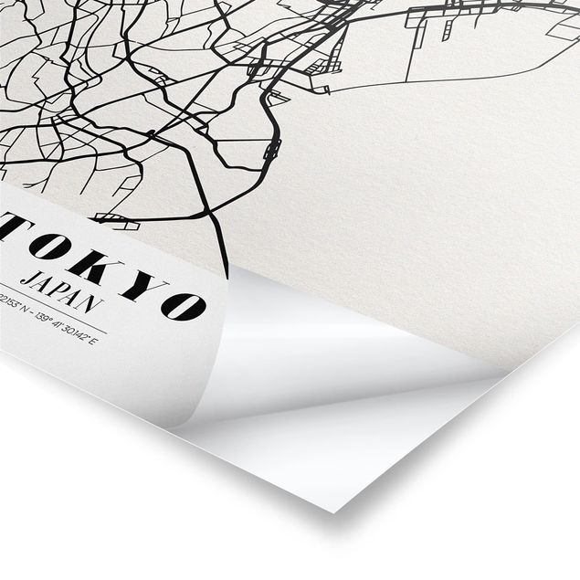 Tavlor svart och vitt Tokyo City Map - Classic