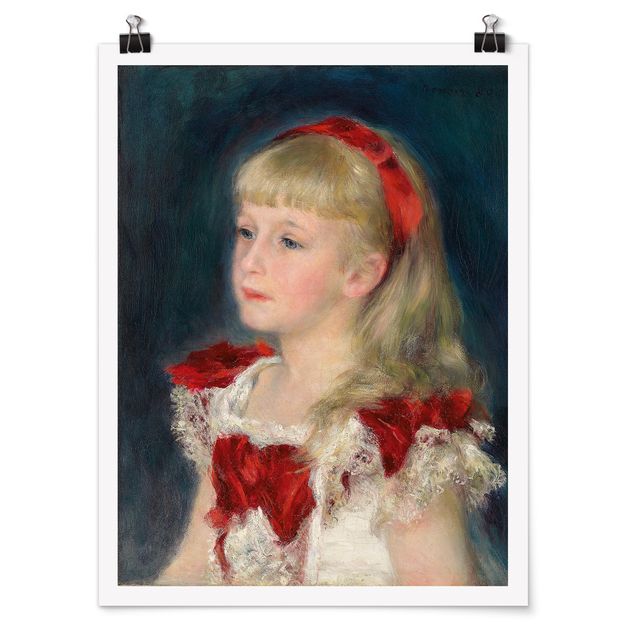 Konststilar Auguste Renoir - Mademoiselle Grimprel with red Ribbon