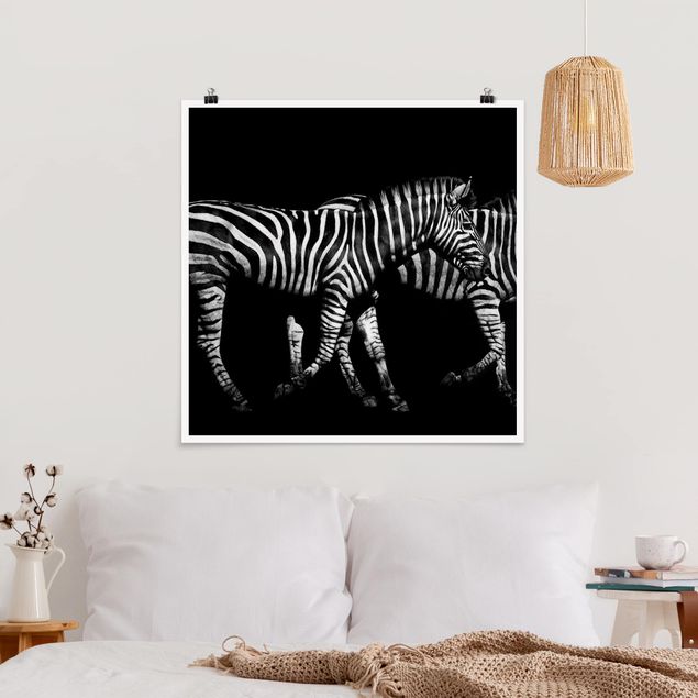 Tavlor zebror Zebra In The Dark