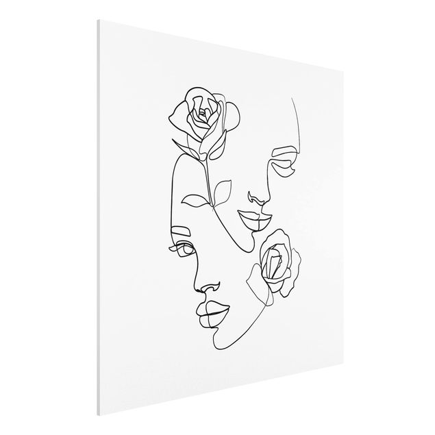 Konststilar Line Art Faces Women Roses Black And White