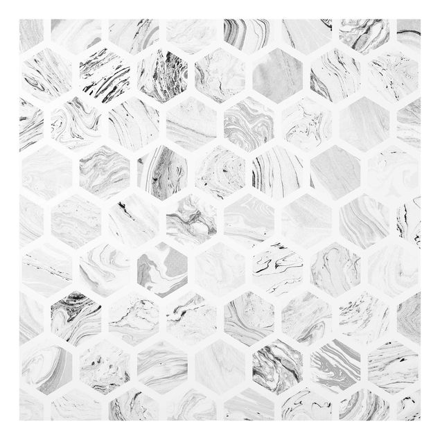 glasskiva kök Marble Hexagons In Greyscales
