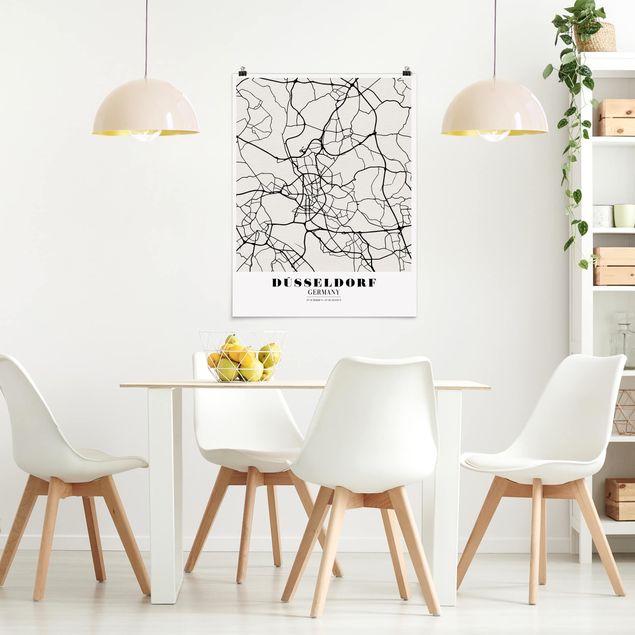 Posters världskartor Dusseldorf City Map - Classic