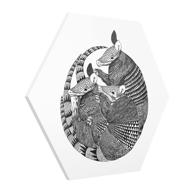 Tavlor djur Illustration Armadillos Black And White Pattern