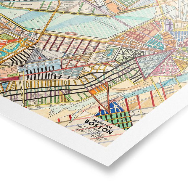 Tavlor färgglada Modern Map Of Boston