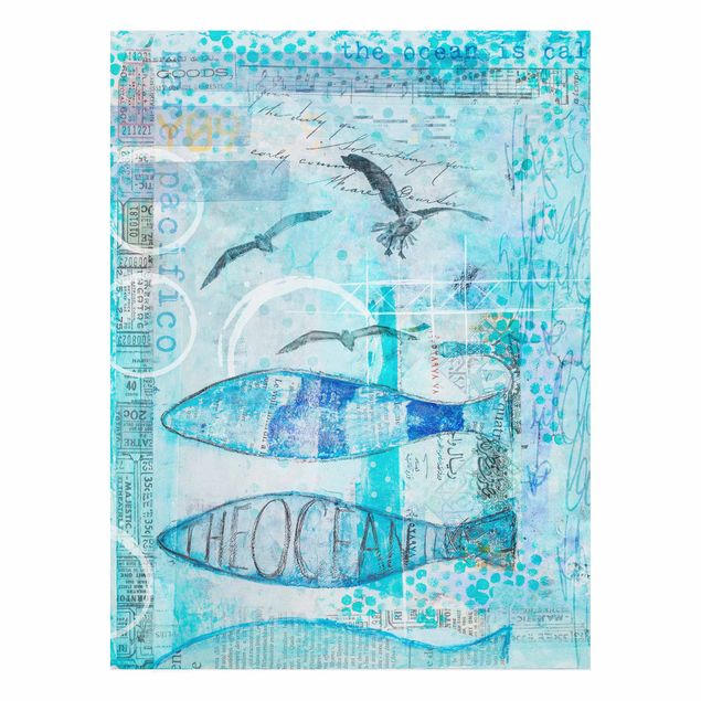 Tavlor fisk Colourful Collage - Blue Fish