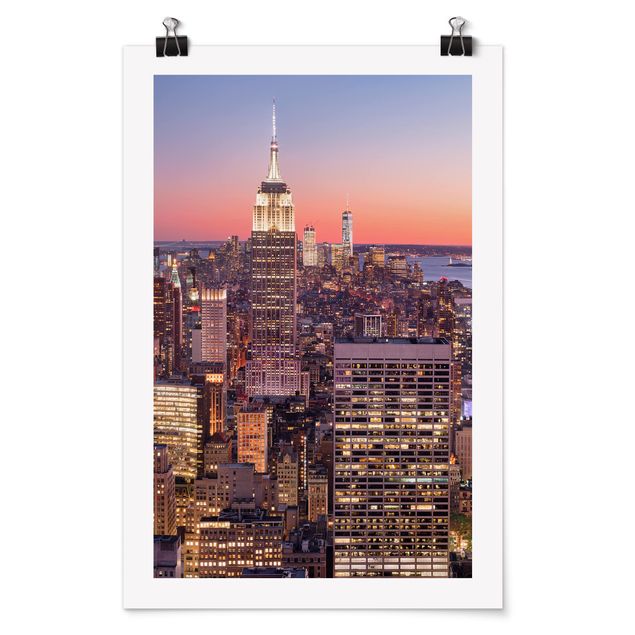 Posters arkitektur och skyline Sunset Manhattan New York City