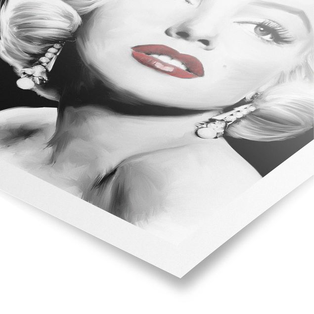 Tavlor svart och vitt Marilyn With Earrings