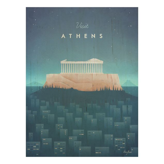 Trätavlor vintage Travel Poster - Athens