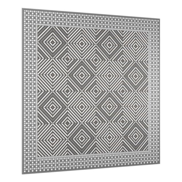 glasskivor kök Geometrical Tiles Vortex Grey With Mosaic Frame