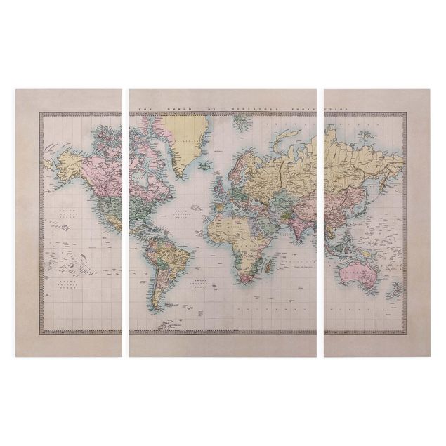 Tavlor Vintage World Map Around 1850