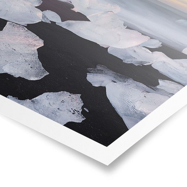 Posters landskap Chunks Of Ice In The Glacier Lagoon Jökulsárlón Iceland