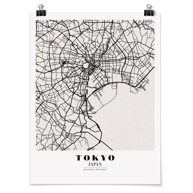 Posters arkitektur och skyline Tokyo City Map - Classic