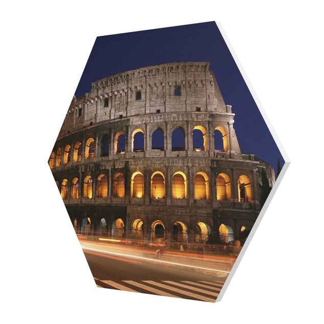 Hexagonala tavlor Colosseum in Rome at night
