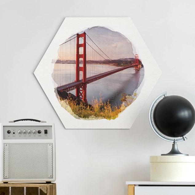 Kök dekoration WaterColours - Golden Gate Bridge In San Francisco