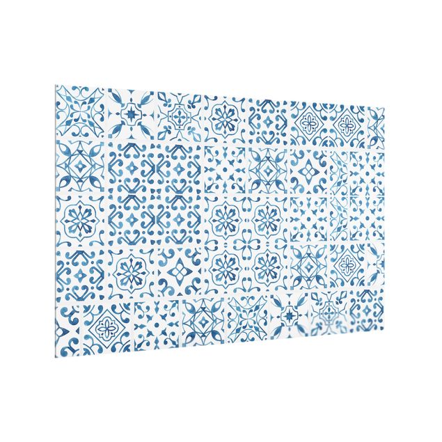 glasskiva kök Tile pattern Blue White