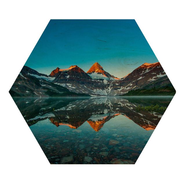Hexagonala tavlor Mountain Landscape At Lake Magog In Canada