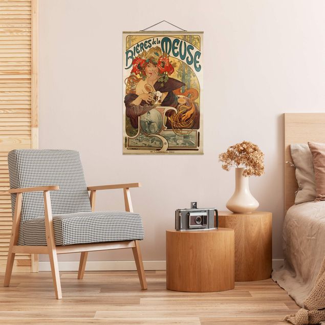 Tavlor vallmor Alfons Mucha - Poster For La Meuse Beer