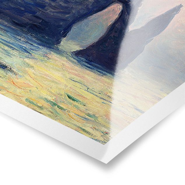 Tavlor stränder Claude Monet - The Cliff, Étretat, Sunset