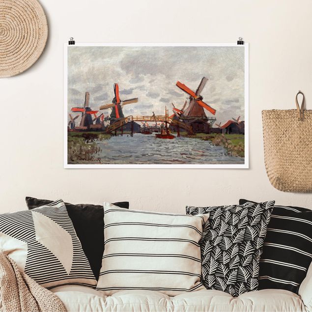 Kök dekoration Claude Monet - Windmills in Westzijderveld near Zaandam