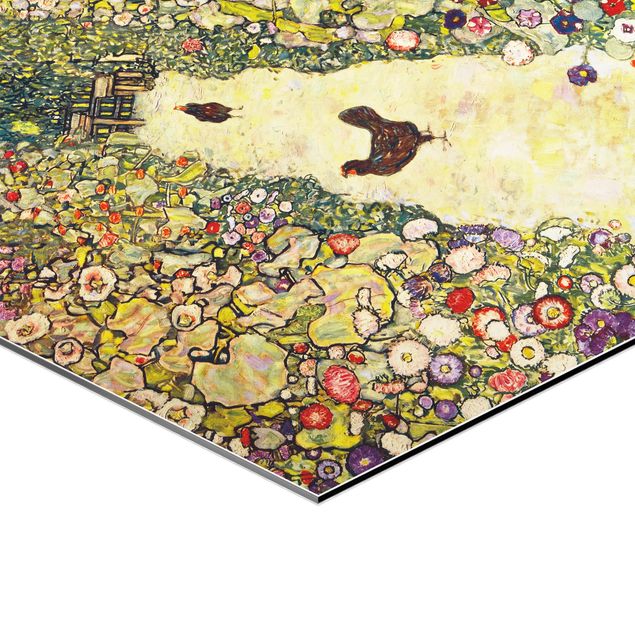 Tavlor gul Gustav Klimt - Garden Path with Hens