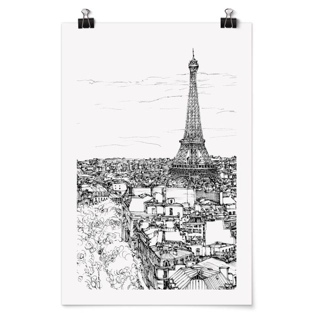Posters svart och vitt City Study - Paris