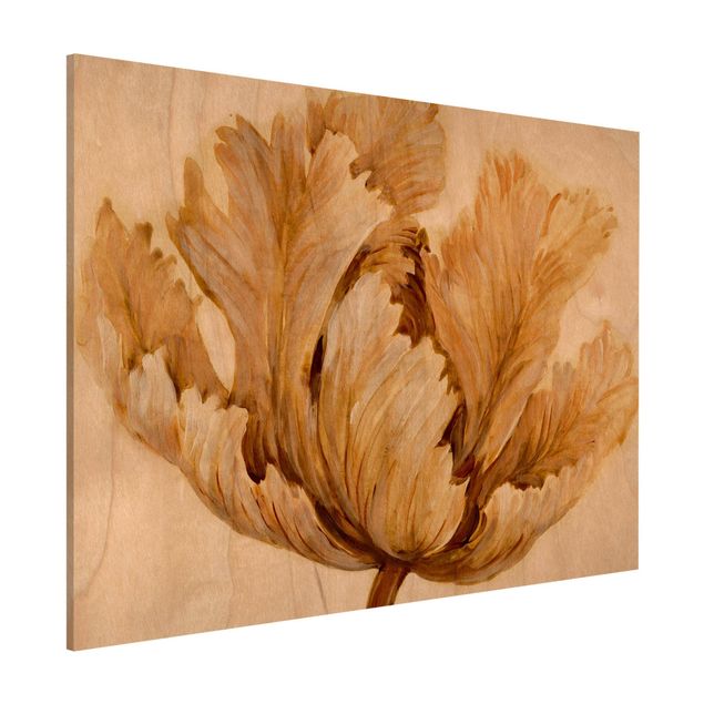 Kök dekoration Sepia Tulip On Wood