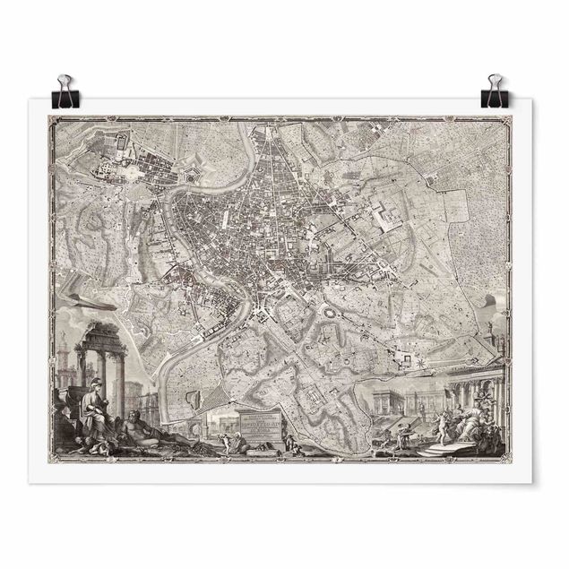 Posters världskartor Vintage Map Rome