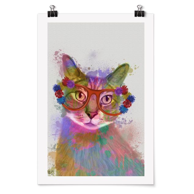 Tavlor modernt Rainbow Splash Cat