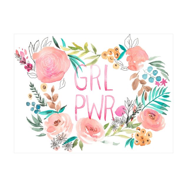 vit mattor Light Pink Flowers - Girl Power