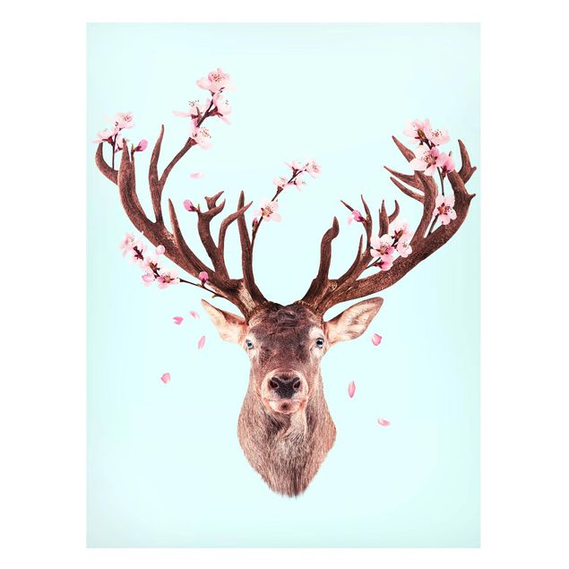 Tavlor rådjur Deer With Cherry Blossoms
