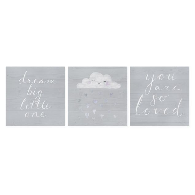 Canvastavlor Cloud With Sayings Gray Set I