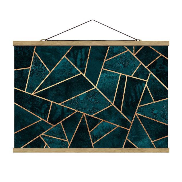 Tavlor abstrakt Dark Turquoise With Gold