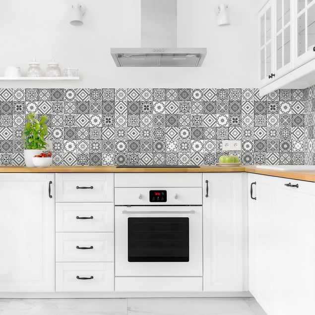 Stänkskydd kök kakeloptik Mediterranean Tile Pattern Grayscale