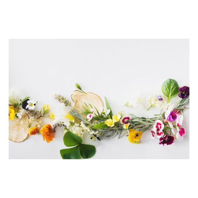 stänkskydd kök glas Fresh Herbs With Edible Flowers