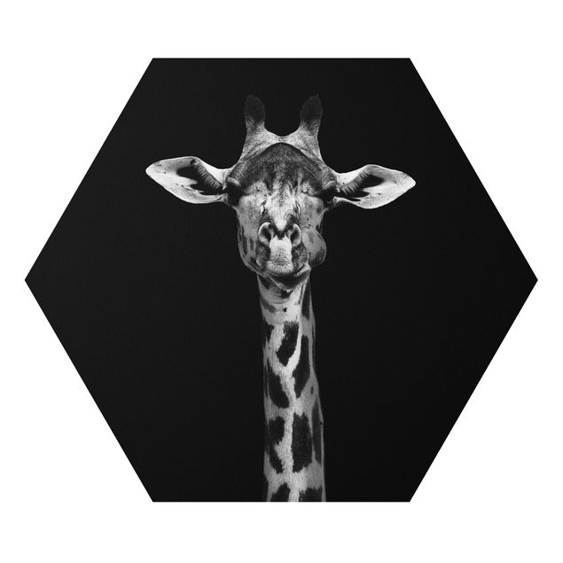 Tavlor djur Dark Giraffe Portrait