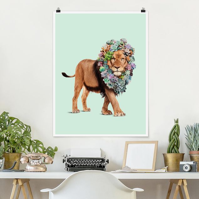 Kök dekoration Lion With Succulents