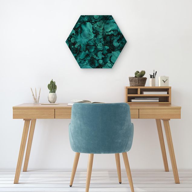 Tavlor abstrakt Turquoise Drop With Glitter