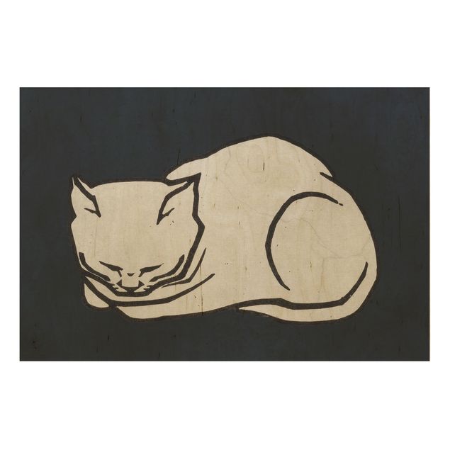 Tavlor Kubistika Sleeping Cat Illustration